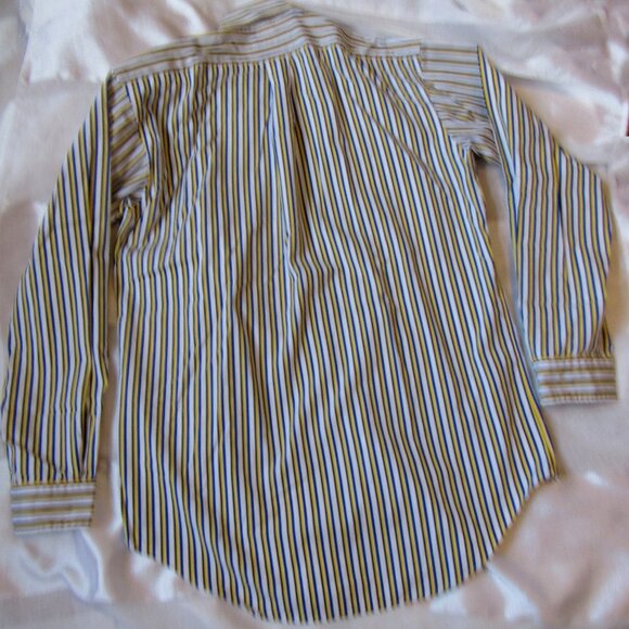 Ralph Lauren Men Shirt, White/yellow/Navy, sz. 15(M), cotton, Stripped - Picture 5 of 6